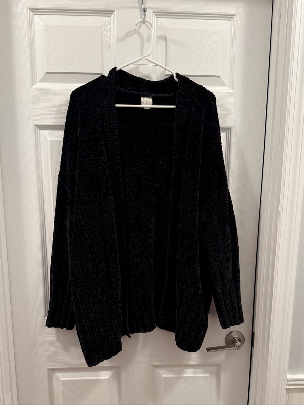 A New Day Cozy Chenille Open-Front Black Women's Cardigan Sweater size XL